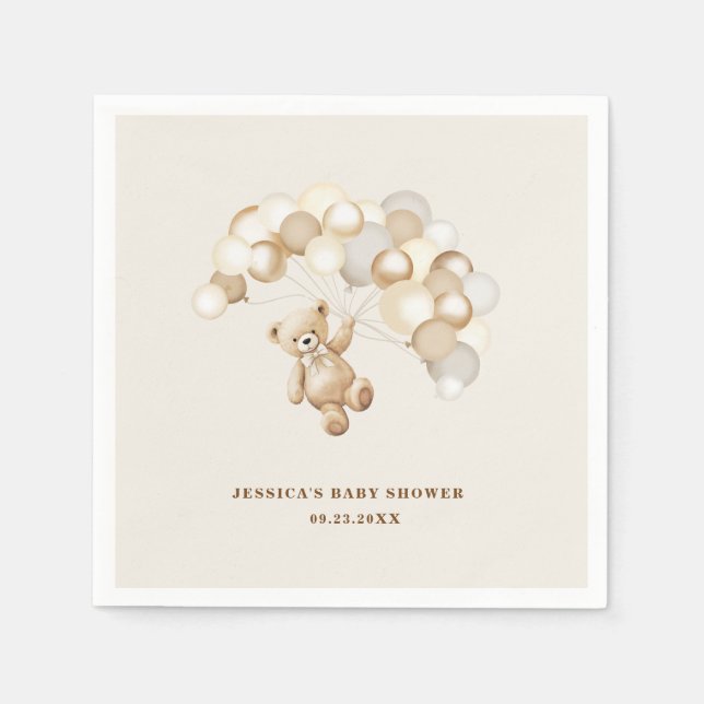 Teddy Bear Baby Shower Napkin (Front)