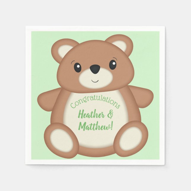 Teddy Bear Baby Shower Napkin (Front)