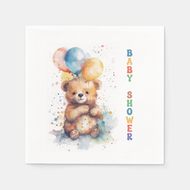 Teddy Bear Baby Shower Napkin (Front)