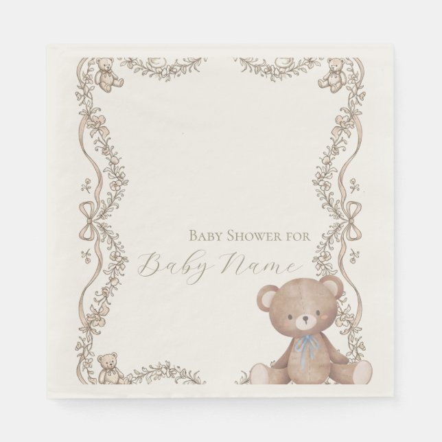  Teddy bear baby shower napkins (Front)