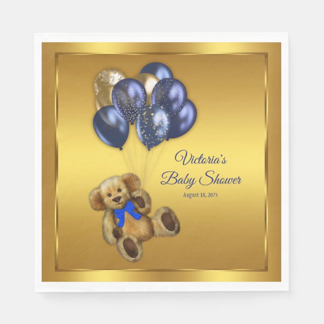 Teddy Bear Baby Shower Napkins (Front)