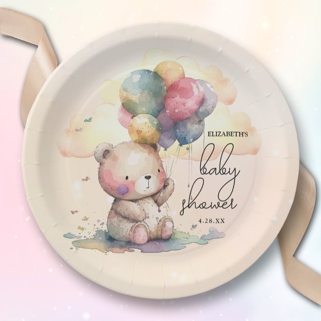 Teddy Bear Baby Shower Paper Plate (Creator Uploaded)