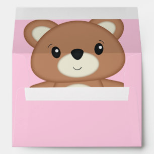 Teddy Bear Baby Shower Pink Girl Envelope