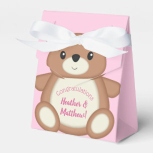 Teddy Bear Baby Shower Pink Girl Favour Box