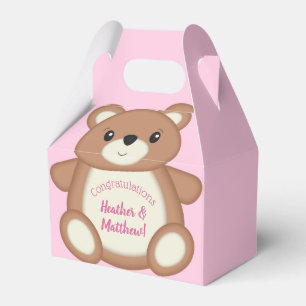 Teddy Bear Baby Shower Pink Girl Favour Box