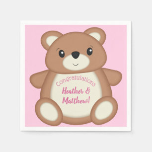 Teddy Bear Baby Shower Pink Girl Napkin