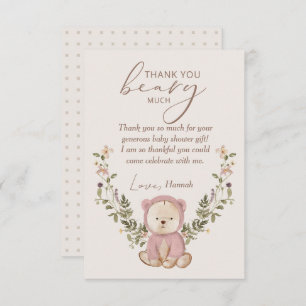 Teddy Bear Baby Shower Pink Girl’s Thank You Card
