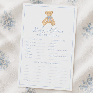 Teddy Bear Baby Shower Predictions & Advice Game