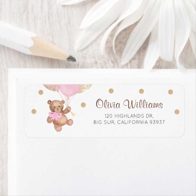 Teddy Bear Baby Shower Return Address (Insitu)
