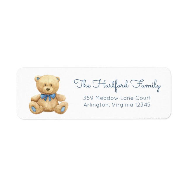 Teddy Bear Baby Shower Return Address (Front)