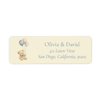 Teddy Bear Baby Shower Return Address Labels