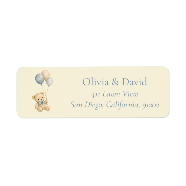 Teddy Bear Baby Shower Return Address Labels (Front)