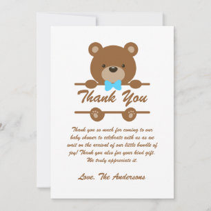Teddy Bear Baby Shower Thank You Card