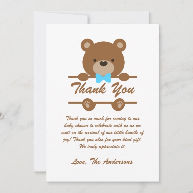 Teddy Bear Baby Shower Thank You Card (Front)