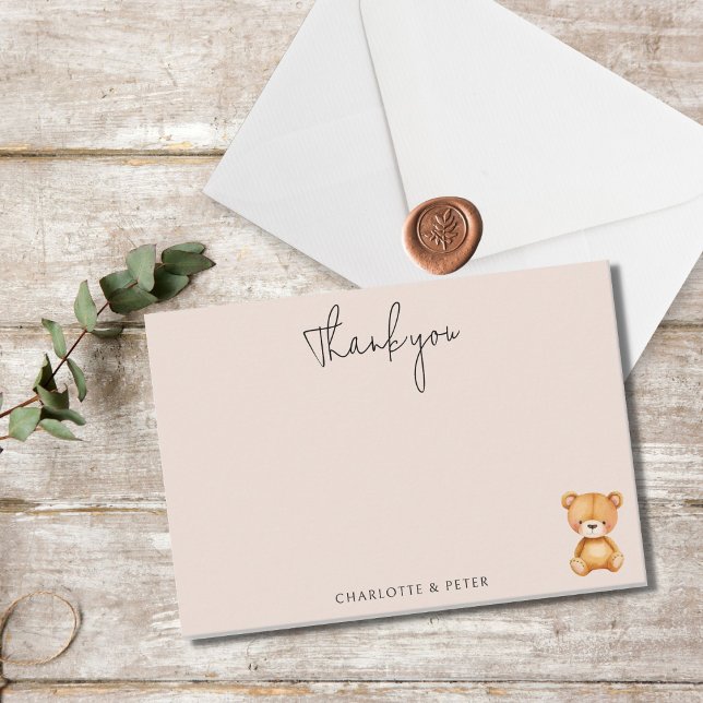 Teddy Bear Baby Shower  Thank You Card (Creator Uploaded)