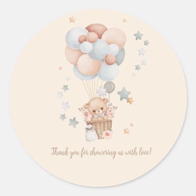 Teddy Bear Baby Shower thank you  Classic Round Sticker (Front)