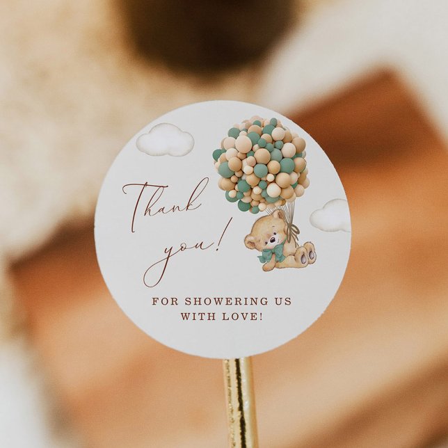 Teddy Bear Baby Shower Thank You Classic Round Sticker (Creator Uploaded)