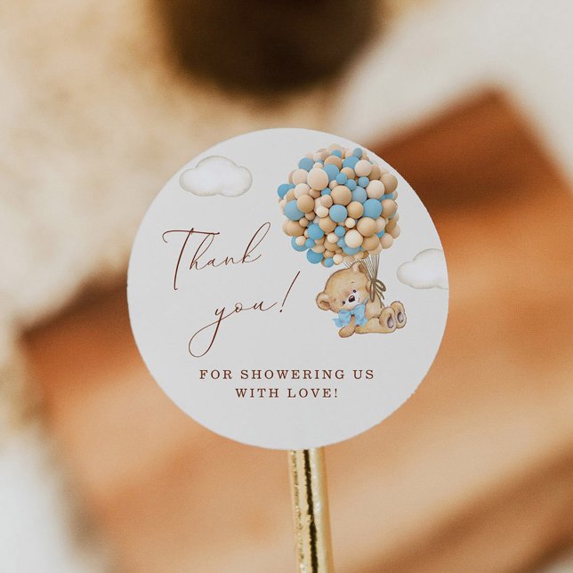 Teddy Bear Baby Shower Thank You  Classic Round Sticker (Creator Uploaded)