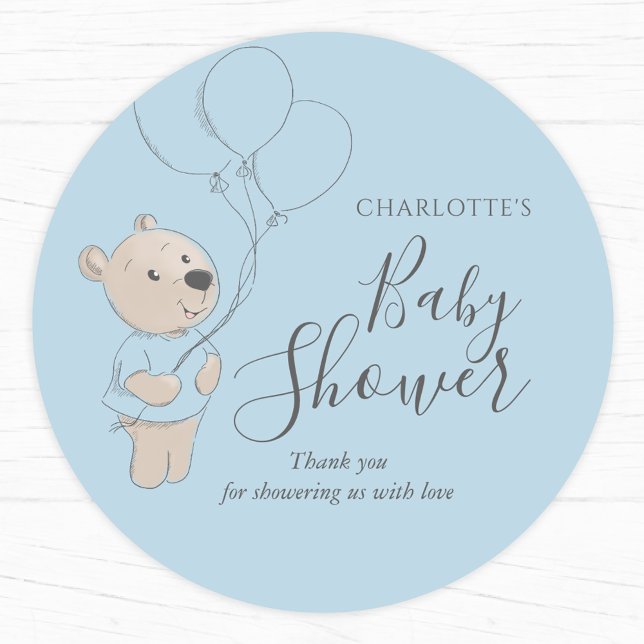 Teddy Bear Baby Shower Thank you Classic Round Sticker (Creator Uploaded)