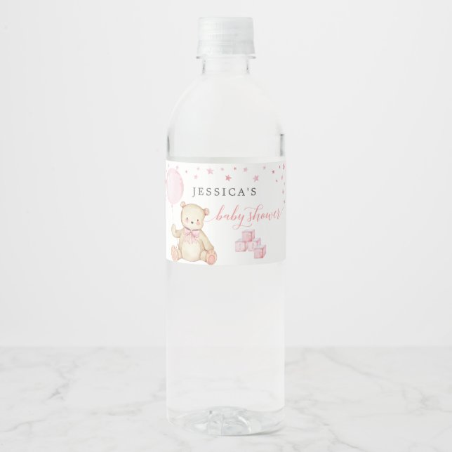 Teddy Bear Baby Shower Water Bottle Labels (Front)