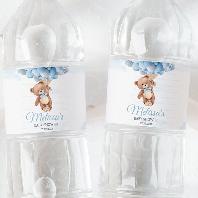 Teddy Bear Baby Shower water labels (All products in this store are copyright SpaceBeeFunParty © All SpaceBeeFunParty products are for PE)