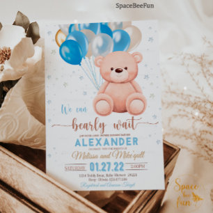 Teddy Bear Baby Shower We Can Bearly Wait Invitation