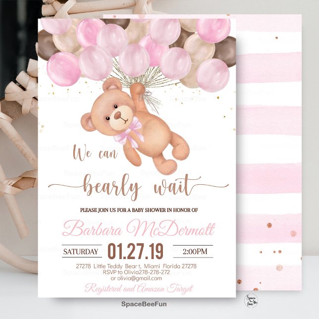 Teddy Bear Baby Shower We can bearly wait Invitation (Teddy Bear Baby Shower, We Can Bearly Wait Baby Shower, Baby Shower Theme, Gender Neutral Baby Showe)