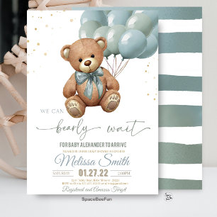 Teddy Bear Baby Shower We can bearly wait Invitation