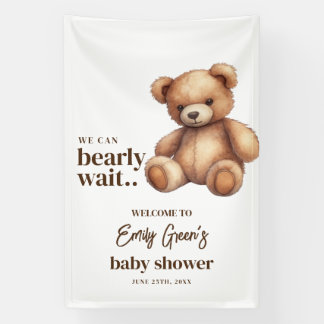 Teddy Bear Baby Shower We Can Bearly Wait minimal Banner