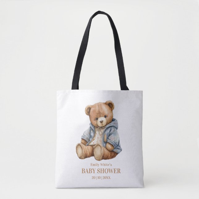 Teddy Bear Baby Shower, We Can Bearly Wait  Tote Bag (Front)