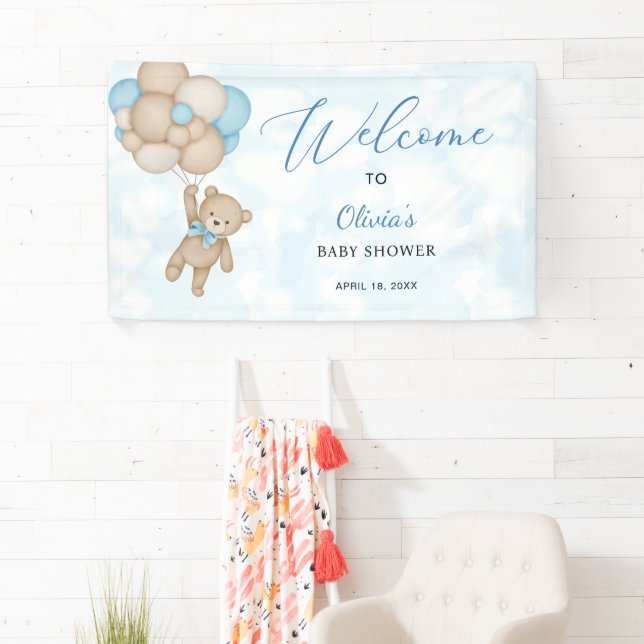 Teddy Bear Baby Shower Welcome Banner (Insitu)