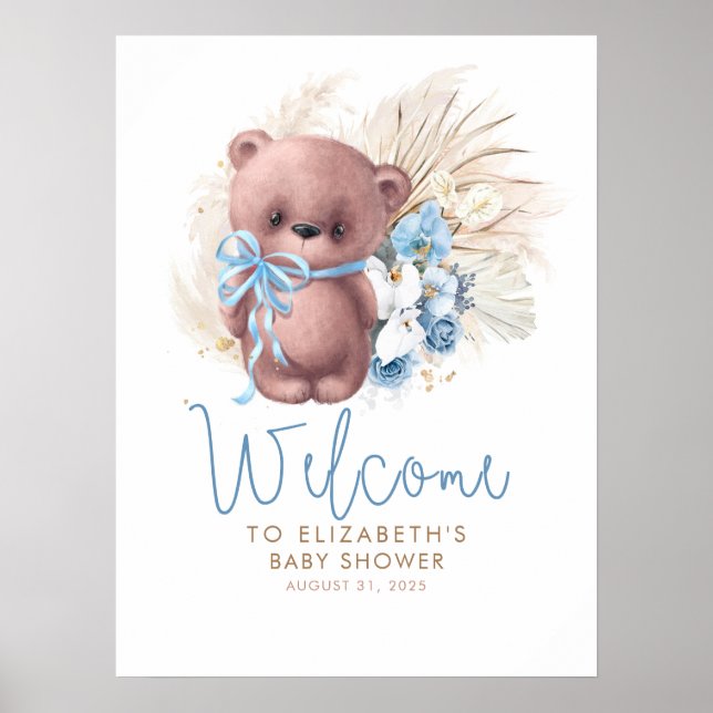Teddy Bear Baby Shower Welcome Sign (Front)