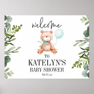 Teddy Bear Baby Shower Welcome Sign Poster