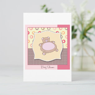 Teddy Bear Baby Shower with Retro Circles  Invitation
