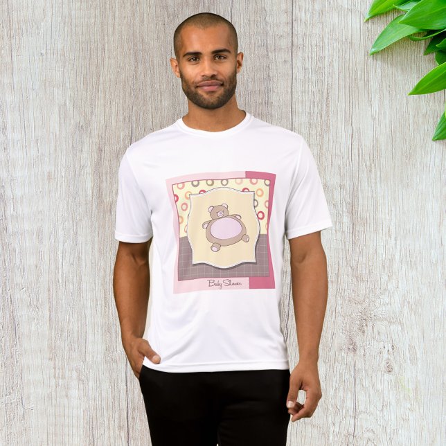 Teddy Bear Baby Shower with Retro Circles  T-Shirt (Creator Uploaded)
