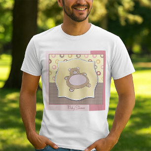 Teddy Bear Baby Shower with Retro Circles T-Shirt