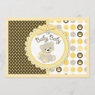 Teddy Bear Baby Shower Yellow Invitation