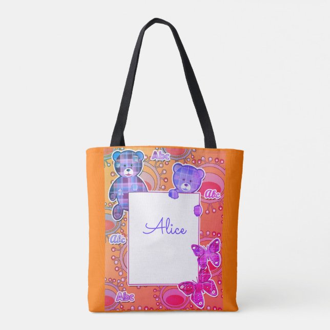 Teddy bear, baby tote bag (Back)