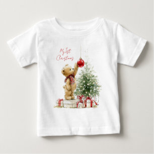 Teddy Bear Baby's First Christmas  Baby T-Shirt