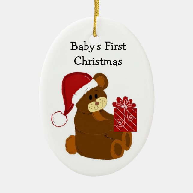 Teddy Bear Baby's First Christmas Ceramic Tree Decoration (Front)