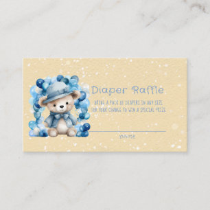 Teddy Bear Balloon Arch Boy Diaper Raffle Business Card