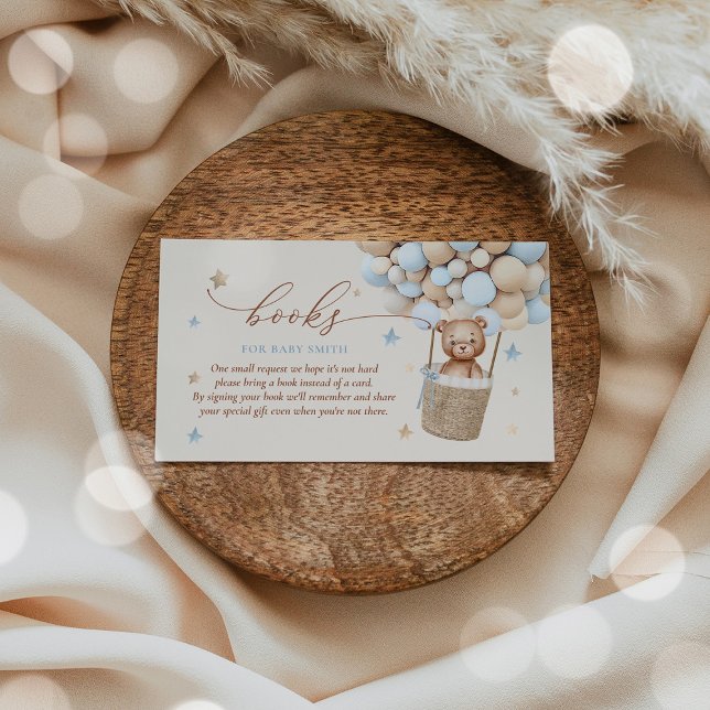 Teddy Bear Balloon Baby Shower Book Request Enclosure Card (Creator Uploaded)