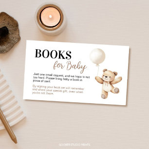 Teddy Bear Balloon Baby Shower Books For Baby Enclosure Card