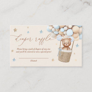 Teddy Bear Balloon Baby Shower Diaper Raffle Enclosure Card