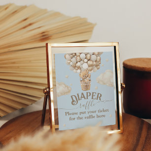 Teddy Bear Balloon Baby Shower diaper raffle Poster
