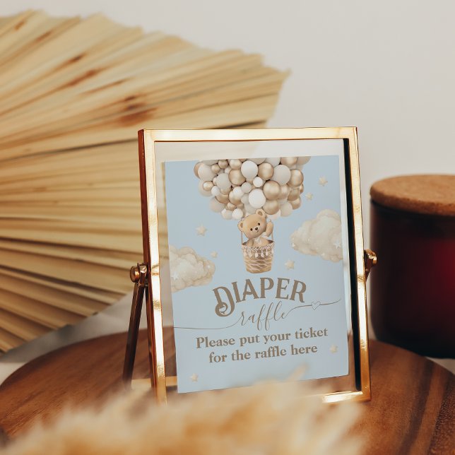 Teddy Bear Balloon Baby Shower diaper raffle Poster (Creator Uploaded)