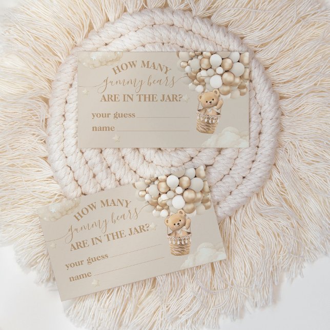 Teddy Bear Balloon Baby Shower guess game Enclosure Card (Creator Uploaded)