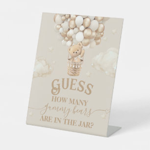 Teddy Bear Balloon Baby Shower guess game Pedestal Sign