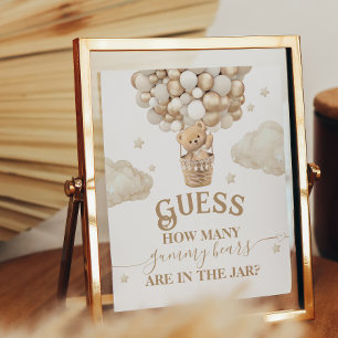 Teddy Bear Balloon Baby Shower guess game Poster