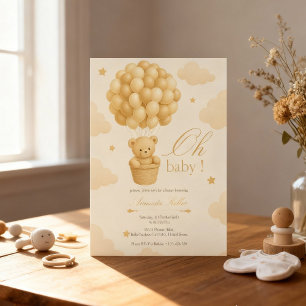 Teddy Bear Balloon Baby Shower Invitation